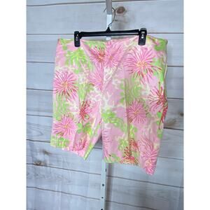 Lilly Pulitzer Resort Bermuda Shorts Pink Green Starfish Size 16